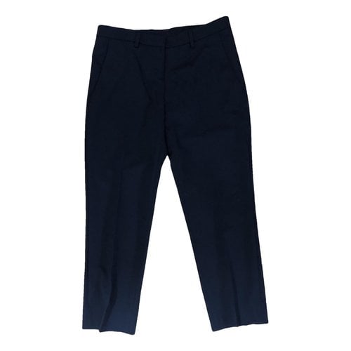 Pre-owned Moncler Wool Straight Pants In Black