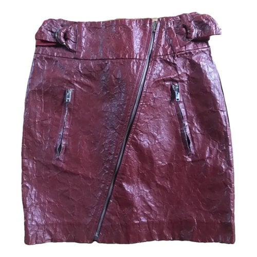 Pre-owned Isabel Marant Patent Leather Mid-length Skirt In Burgundy