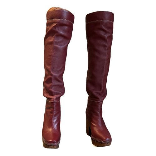 Pre-owned Jacquemus Leather Western Boots In Burgundy