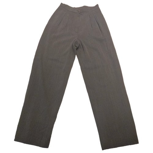 Pre-owned Emanuel Ungaro Wool Straight Pants In Grey
