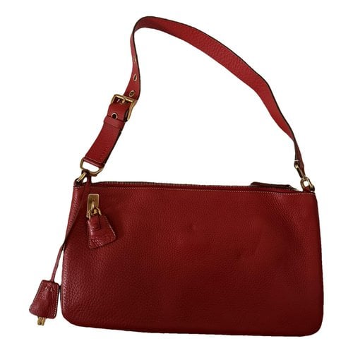 Pre-owned Prada Etiquette Leather Handbag In Red