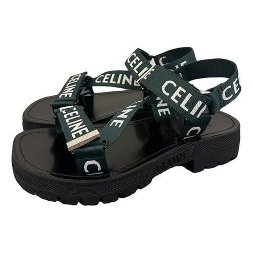 Pre-owned Celine Cloth Sandals In Green