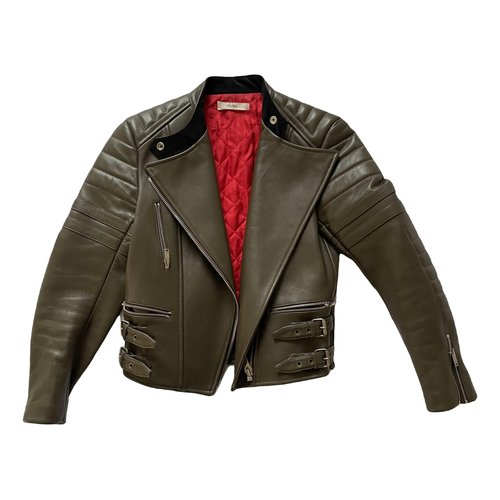 Pre-owned Celine Leather Biker Jacket In Brown