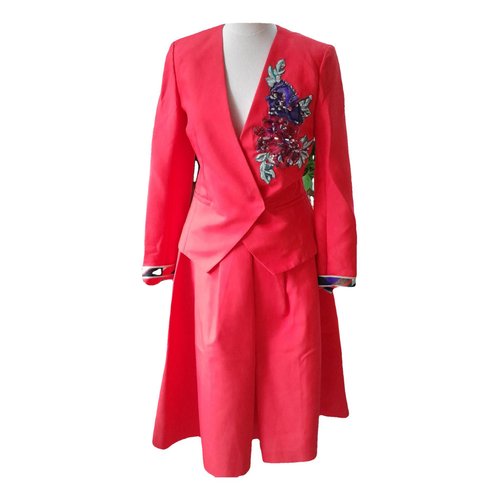 Pre-owned Leonard Skirt Suit In Red