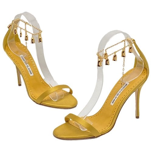 Pre-owned Manolo Blahnik Cloth Sandal In Yellow