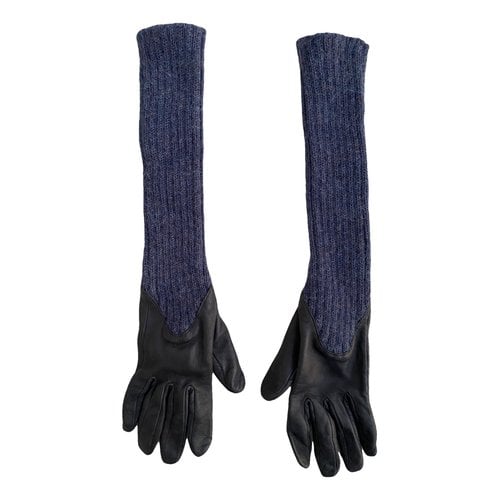 Pre-owned American Retro Leather Long Gloves In Blue