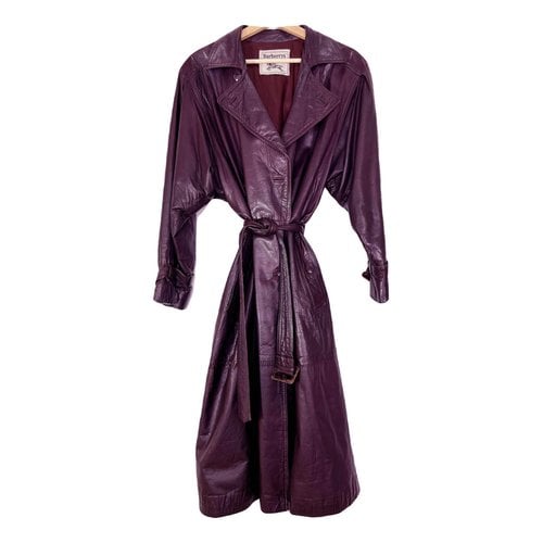 Pre-owned Burberry Leather Coat In Purple
