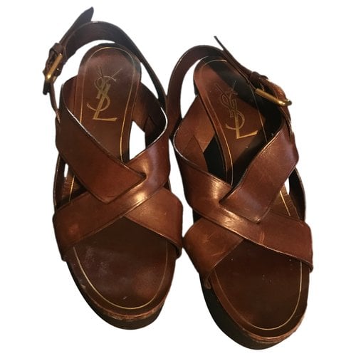 Pre-owned Saint Laurent Leather Sandal In Brown