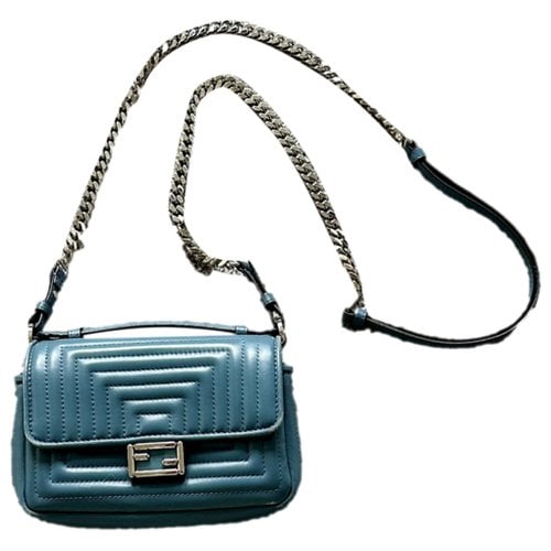 Pre-owned Fendi Double F Leather Crossbody Bag In Blue