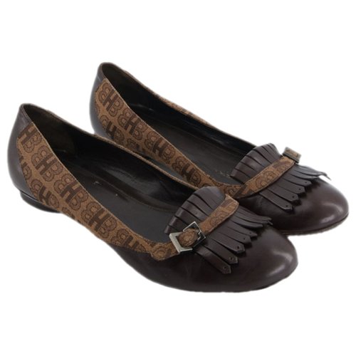 Pre-owned Hugo Boss Cloth Flats In Brown
