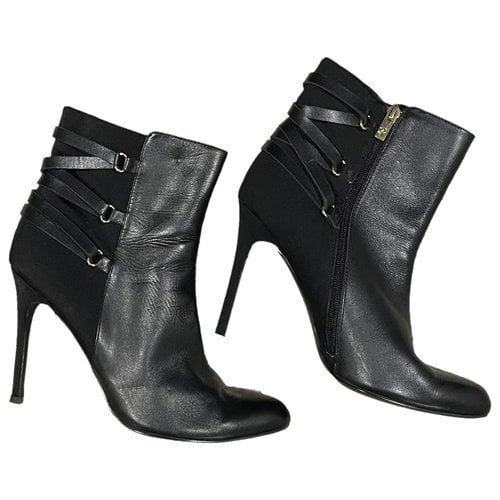 Pre-owned Adrianna Papell Leather Ankle Boots In Black