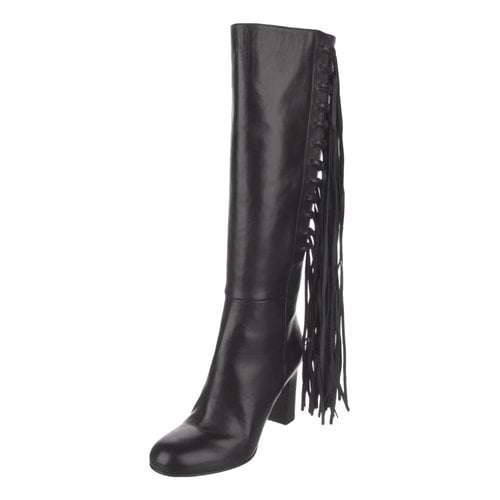 Pre-owned Etro Leather Riding Boots In Black