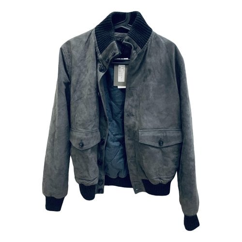 Pre-owned Siviglia Leather Jacket In Grey