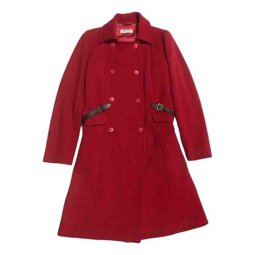 Pre-owned Miu Miu Wool Coat In Red