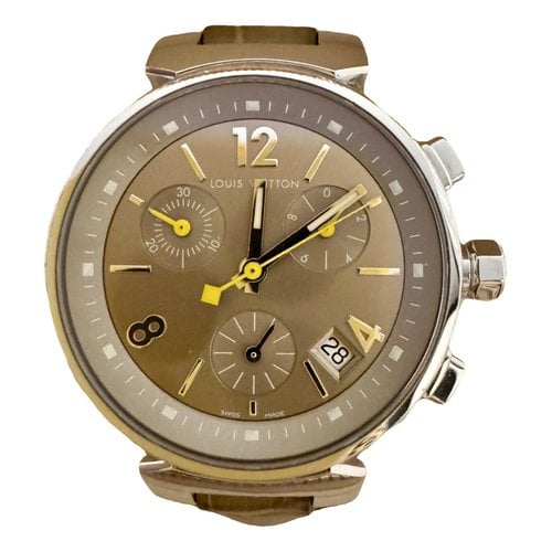 Pre-owned Louis Vuitton Tambour Chronographe Watch In Camel