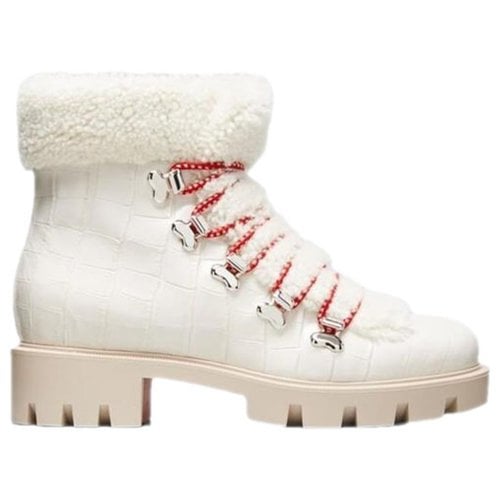 Pre-owned Christian Louboutin Leather Snow Boots In White