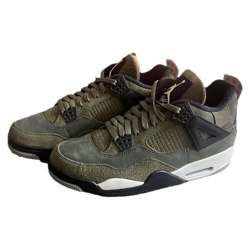 Pre-owned Jordan 4 Leather High Trainers In Khaki