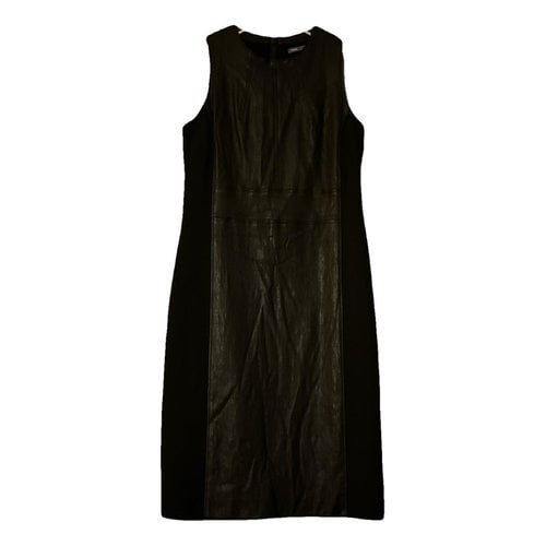 Pre-owned Vince Leather Mid-length Dress In Black