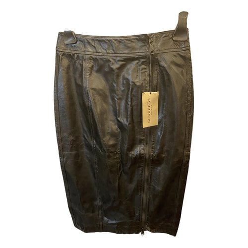 Pre-owned Burberry Leather Mid-length Skirt In Black