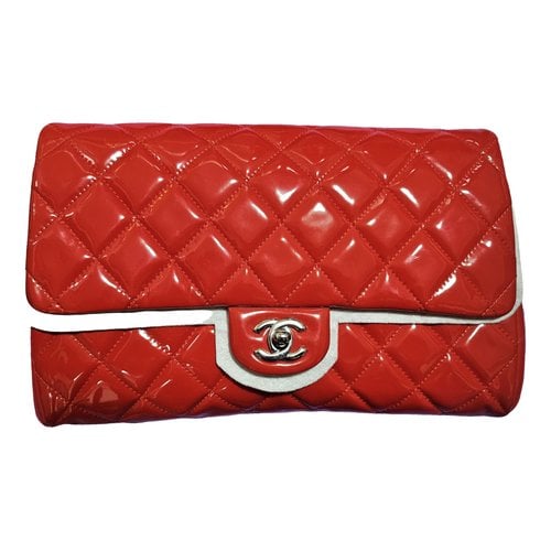 Pre-owned Chanel Timeless/classique Valentine Patent Leather Handbag In Orange