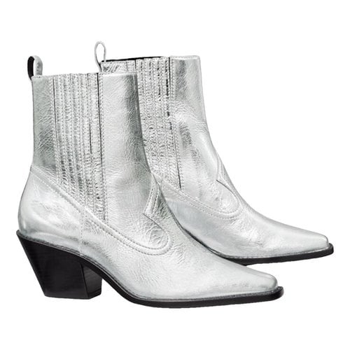 Pre-owned Tory Burch Leather Biker Boots In Metallic