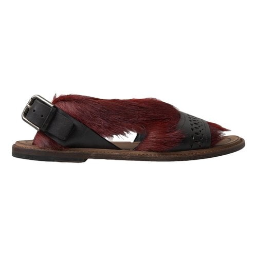 Pre-owned Dolce & Gabbana Leather Sandals In Red