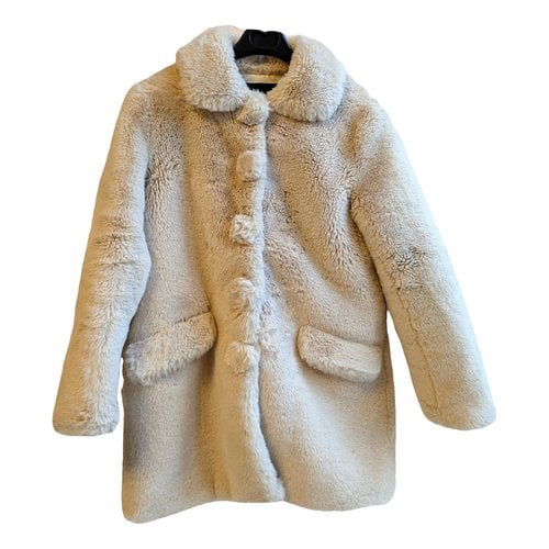 Pre-owned Maje Faux Fur Coat In White