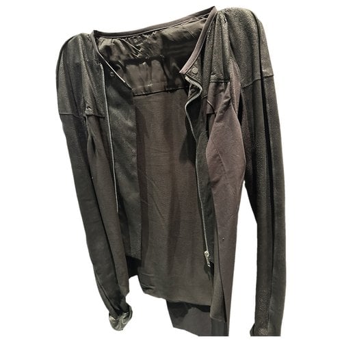 Pre-owned Rick Owens Leather Short Vest In Black