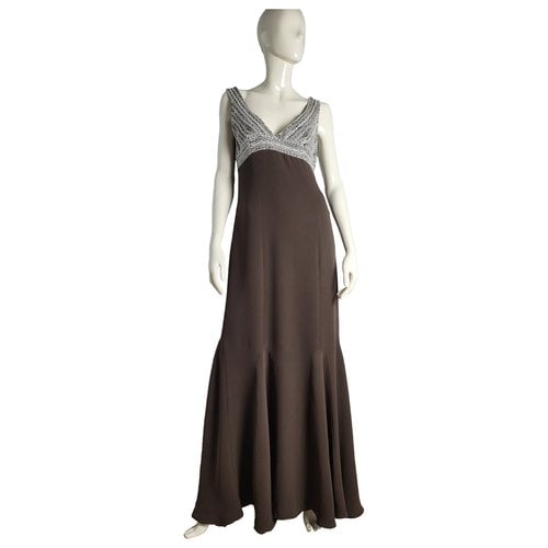 Pre-owned Carolina Herrera Silk Maxi Dress In Brown
