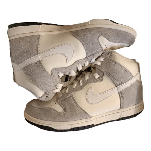 Pre-owned Nike Leather High Trainers In Grey