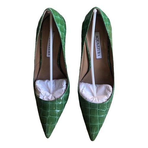 Pre-owned Aquazzura Patent Leather Heels In Green