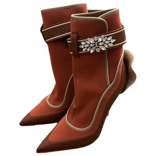 Pre-owned Le Silla Pony-style Calfskin Ankle Boots In Brown