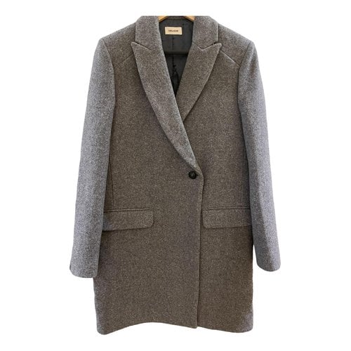 Pre-owned Zadig & Voltaire Fall Winter 2020 Wool Coat In Grey