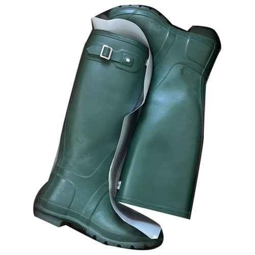 Pre-owned Hunter Wellington Boots In Green