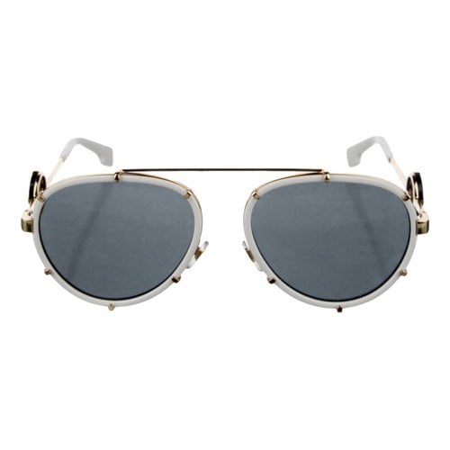 Pre-owned Versace Aviator Sunglasses In White