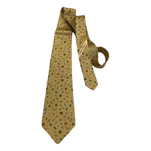 Pre-owned Ferragamo Silk Tie In Gold