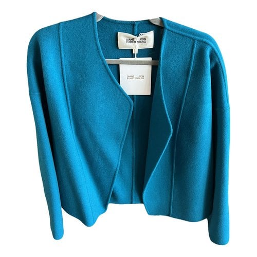 Pre-owned Diane Von Furstenberg Wool Cardigan In Turquoise