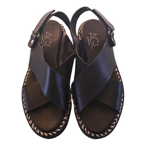 Pre-owned Agl Attilio Giusti Leombruni Leather Sandal In Black