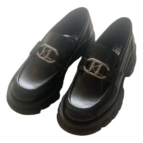 Pre-owned Karl Lagerfeld Leather Flats In Black
