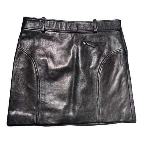 Pre-owned Khaite Leather Mini Skirt In Black