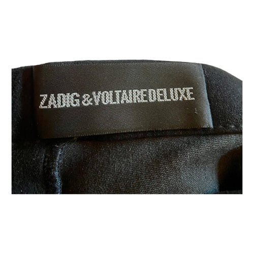 Pre-owned Zadig & Voltaire Leather Slim Pants In Black