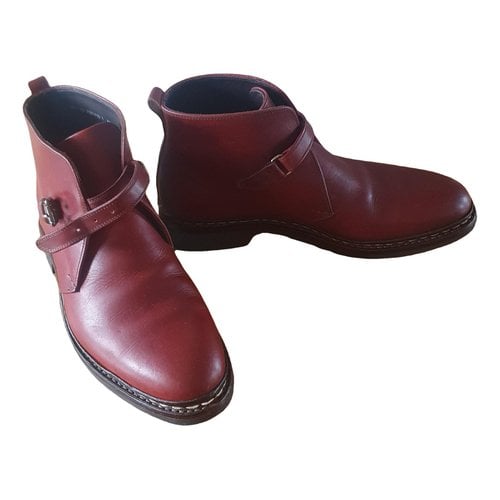 Pre-owned Heschung Leather Boots In Burgundy
