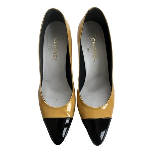 Pre-owned Chanel Patent Leather Heels In Yellow