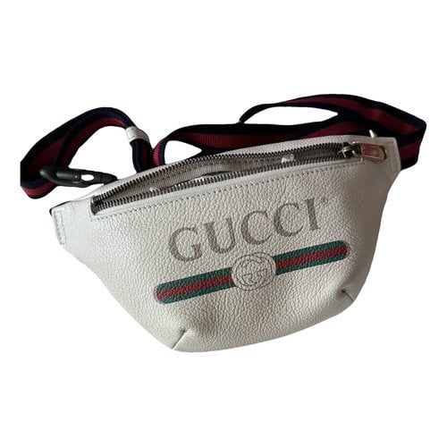 Pre-owned Gucci Leather Travel Bag In White