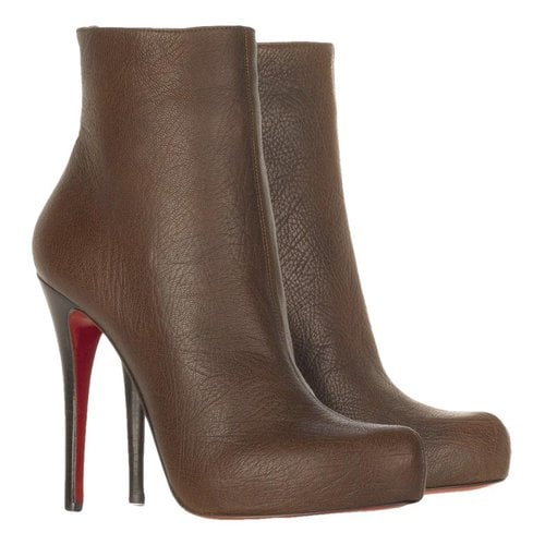 Pre-owned Christian Louboutin So Kate Booty Leather Ankle Boots In Brown