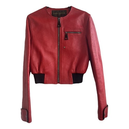 Pre-owned Louis Vuitton Leather Biker Jacket In Red