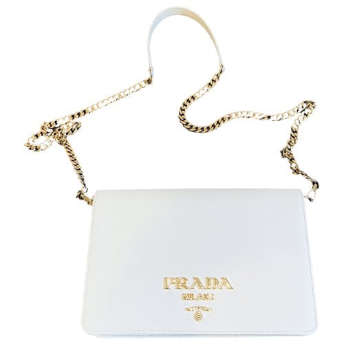 Pre-owned Prada Saffiano Leather Mini Bag In White