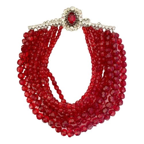 Pre-owned Dior Crystal Necklace In Red