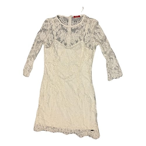 Pre-owned Guess Lace Mini Dress In White