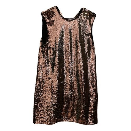 Pre-owned Maje Spring Summer 2021 Glitter Mini Dress In Gold